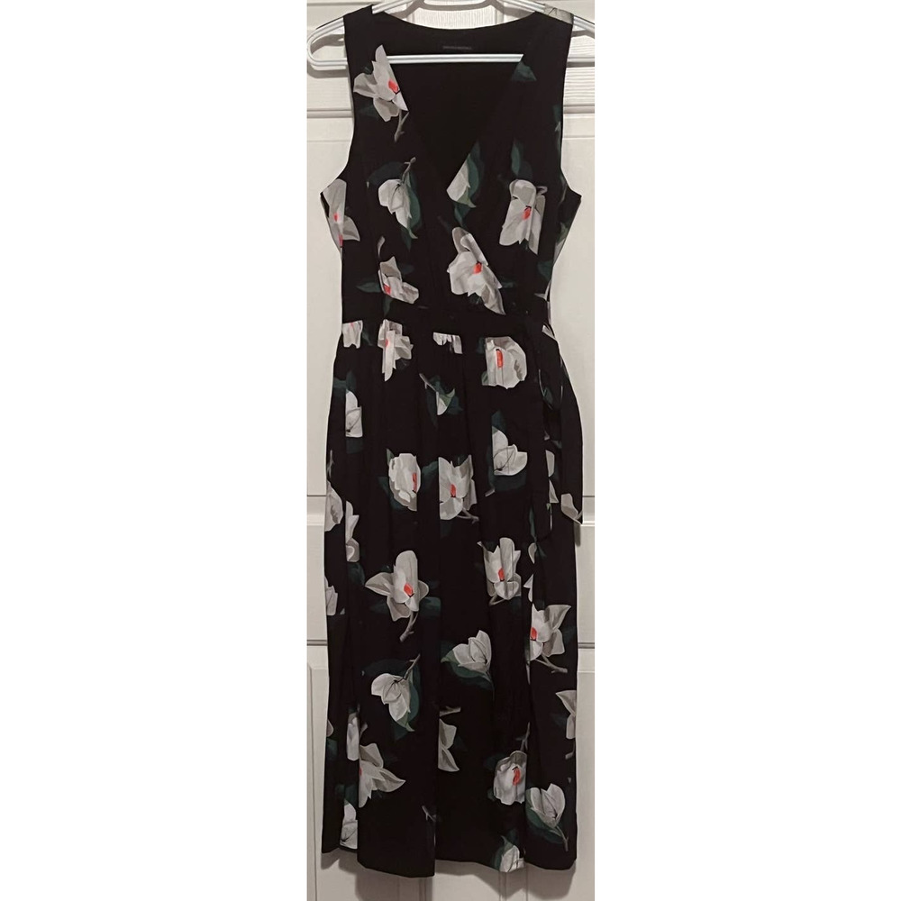Banana Republic Women's Short Sleeve Black Floral Wrap Maxi Dress‎ Size 6